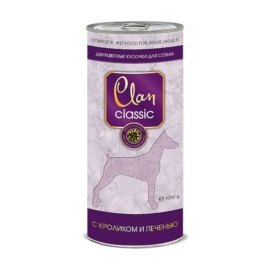 Clan Classic влажный корм для собак кусочки в соусе с кроликом и печенью в консервах - 1,25 кг