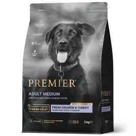 Сухой корм Premier Dog Adult Medium Salmon & Turkey для собак средних пород, с лососем и индейкой, 3 кг