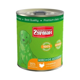 Влажный корм Четвероногий Гурман Мясное ассорти для щенков с индейкой - 340 г