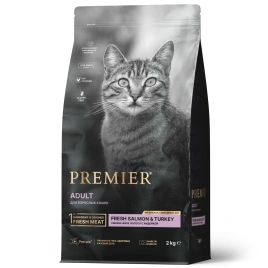 Сухой корм Premier Cat Adult Salmon & Turkey для взрослых кошек, с лососем и индейкой, 2 кг