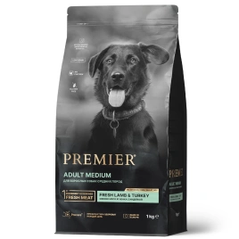 Сухой корм Premier Dog Adult Medium Lamb & Turkey для собак средних пород, с ягненком и индейкой, 1 кг