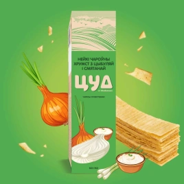 Чипсы "ЦУД" пластинки со вк. сметаны с луком, 90г