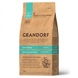 GRANDORF DOG 4 Meat PROBIOTIC MED&MAXI (4 мяса с пробиотиками для собак средних и крупных пород) 1 кг.