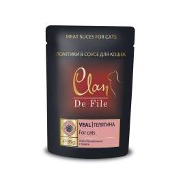 Clan De File влажный корм для кошек с телятиной в томатном соусе - 85 г