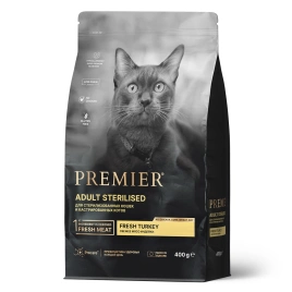 Сухой корм Premier Cat Turkey STERILISED для стерилизованных кошек свежее мясо индейка 400 г