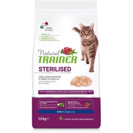 Trainer Natural Cat Sterilised Adult With White Meats And Pea Fibre сухой корм с белым мясом и клетчаткой гороха для взрослых стерилизованных кошек 1,5 кг