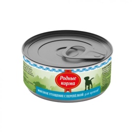Родные корма Мясное угощение с Перепелкой консервы для щенков 100 г