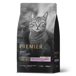 Сухой корм Premier Cat Salmon & Turkey Adult для взрослых кошек, с лососем и индейкой, 400 г