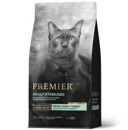 Сухой корм Premier со вкусом ягненка и индейки для стерилизованных кошек, 2 кг