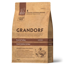 Сухой корм Grandorf Med & Maxi Duck & Turkey для взрослых собак средних и крупных пород, с уткой и индейкой, 3 кг