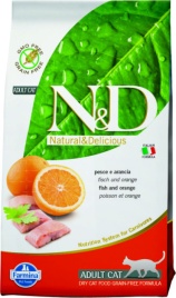 Farmina N&D Grain - Free Feline Fish & Orange Adult сухой корм с рыбой и апельсином для взрослых котов или кошек - 10 кг