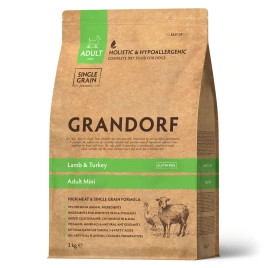 Сухой корм Grandorf Mini Lamb & Turkey для взрослых собак мелких пород, с ягненком и индейкой, 3 кг