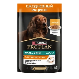 Влажный корм PRO PLAN Chicken для взрослых собак мелких и карликовых пород, с курицей в соусе, 85 г