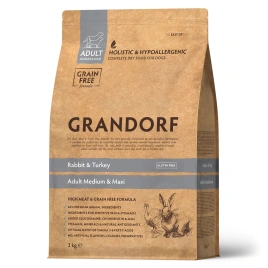 Сухой корм Grandorf Med & Maxi Rabbit & Turkey для взрослых собак средних и крупных пород, с кроликом и индейкой, 3 кг