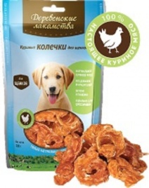 ДЕРЕВЕНСКИЕ ЛАКОМСТВА 100 % Мяса Куриные колечки для щенков 90 гр