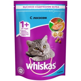 Whiskas сухой корм в виде подушечек с паштетом обед с лососем 350 г