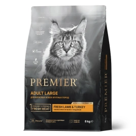 Сухой корм Premier Cat Adult Large Lamb & Turkey для взрослых кошек крупных пород, с ягненком и индейкой, 8 кг
