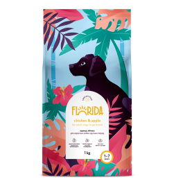 Florida сухой корм для взрослых собак крупных пород с курицей и яблоком 3 кг