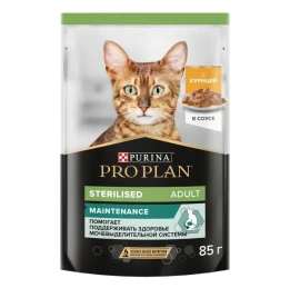 Влажный корм PRO PLAN Chicken для взрослых стерилизованных кошек и кастрированных котов, с курицей в соусе, 85 г