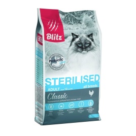 Blitz Classic Sterilised Cats Chicken сухой корм для стерилизованных кошек всех пород и возрастов с курицей - 2 кг
