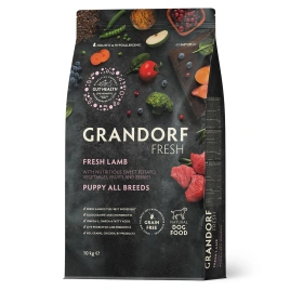 Сухой корм Grandorf Fresh Dog для щенков всех пород беременных и кормящих собак беззерновой ягненок с бататом 10 кг