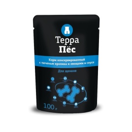 Терра Пёс влажный корм для щенков всех пород с печенью кролика и овощами в соусе - 100 г