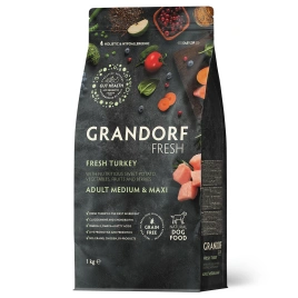 Сухой корм Grandorf Fresh Dog для взрослых собак средних и крупных пород диетическая формула для особо аллергичных собак индейка с бататом 1 кг