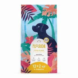 Florida сухой корм для щенков малых пород с курицей и яблоком 12 кг
