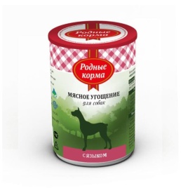 Родные корма Мясное угощение с Языком консервы для собак 340 г