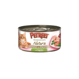 Влажный корм Petreet для взрослых кошек с кусочками тихоокеанского тунца и зеленой фасоли в рыбном бульоне - 70 г