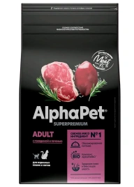 Сухой корм ALPHAPET Superpremium Beef & Liver для взрослых домашних кошек и котов, с говядиной и печенью, 1,5 кг