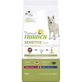Trainer Natural Sensitive Plus гипоаллергенный сухой корм для взрослых собак средних и крупных пород с кониной 12 кг