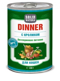 Solid Natura Dinner Кролик влажный корм для кошек в жестяной банке 340 г