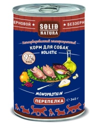 Solid Natura Holistic с перепелкой для собак 340 г