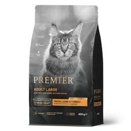 Сухой корм Premier Cat Lamb&Turkey ADULT LARGE для взрослых кошек крупных пород свежее мясо ягненок с индейкой 400 г