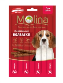Molina Жевательные колбаски для собак с говядиной 20 г