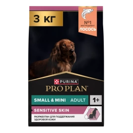 Сухой корм PRO PLAN Salmon для взрослых собак мелких и карликовых пород с чувствительной кожей, с высоким содержанием лосося, 3 кг