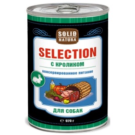 Solid Natura Selection влажный корм для собак с кроликом в консервах - 970 г