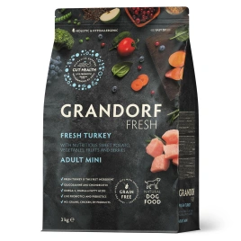 Сухой корм Grandorf Fresh Dog для взрослых собак мелких пород диетическая формула для особо аллергичных собак индейка с бататом 3 кг