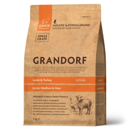 Сухой корм Grandorf Junior Lamb & Turkey для юниоров средних и крупных пород, с ягненком и индейкой, 3 кг