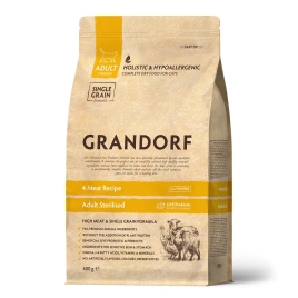 Сухой корм Grandorf 4 Meat Probiotic Sterilised Четыре вида мяса Meat Assortment для стерилизованных кошек, 400 г