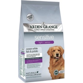 Arden Grange GF Sensitive сухой беззерновой корм для пожилых собак с деликатным желудком и чувствительной кожей с белой рыбой и картофелем - 2 кг