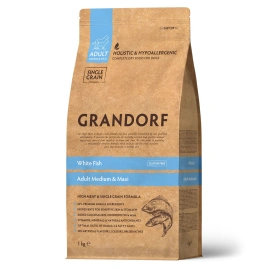 Сухой корм Grandorf Med & Maxi White Fish для взрослых собак средних и крупных пород, с белой рыбой, 1 кг
