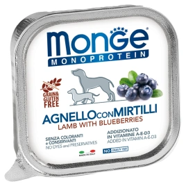 Влажный корм Monge Monoprotein Fruits паштет из ягненка с черникой для собак, 150 г