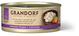 Влажный корм консервы Grandorf Chicken with salmon in broth Куриная грудка с лососем в бульоне, 70 г