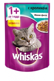 Whiskas паучи в форме мини-филе с кроликом для взрослых кошек от 1 года - 85 г