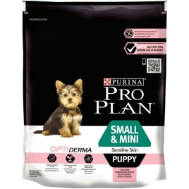 Cухой корм Purina Pro Plan Sensitive Skin для щенков мелких и карликовых пород с чувствительной кожей с лососем и рисом - 700 г