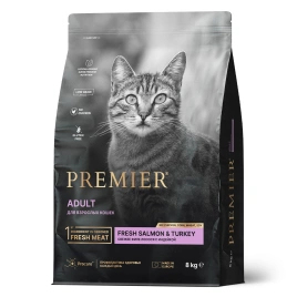 Сухой корм Premier Cat Adult Salmon & Turkey для взрослых кошек, с лососем и индейкой, 8 кг