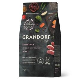 Сухой корм Grandorf Fresh Cat Duck & Sweet Potato для взрослых кошек, диетическая формула для особо аллергичных кошек утка, с бататом, 2 кг