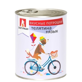 Влажный корм Зоогурман для взрослых собак средних и крупных пород с телятиной и языком - 750 г